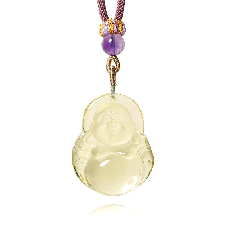 【正佳珠宝】黄水晶 高品高透体 弥勒大肚佛 26.3g 黄水晶吊坠 - 项链 - 半宝石 多色