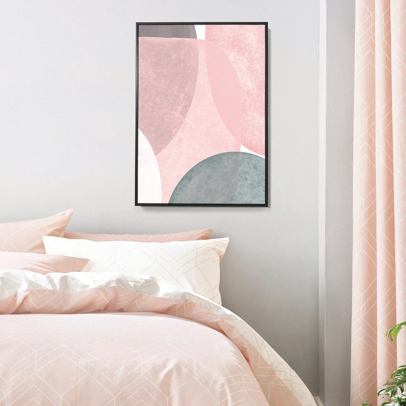 几何圆 • 粉彩 - 粉灰优雅几何布置/现代感简单设计/办公室挂画 - 海报/装饰画/版画 - 棉．麻 多色
