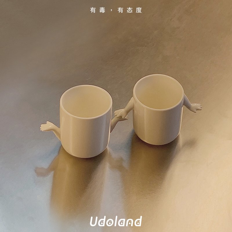 手手杯 (拖手手+垂手手=牽手手) 異地戀 情侶杯 一對 手工製 - 其他杯子 - 陶 白色