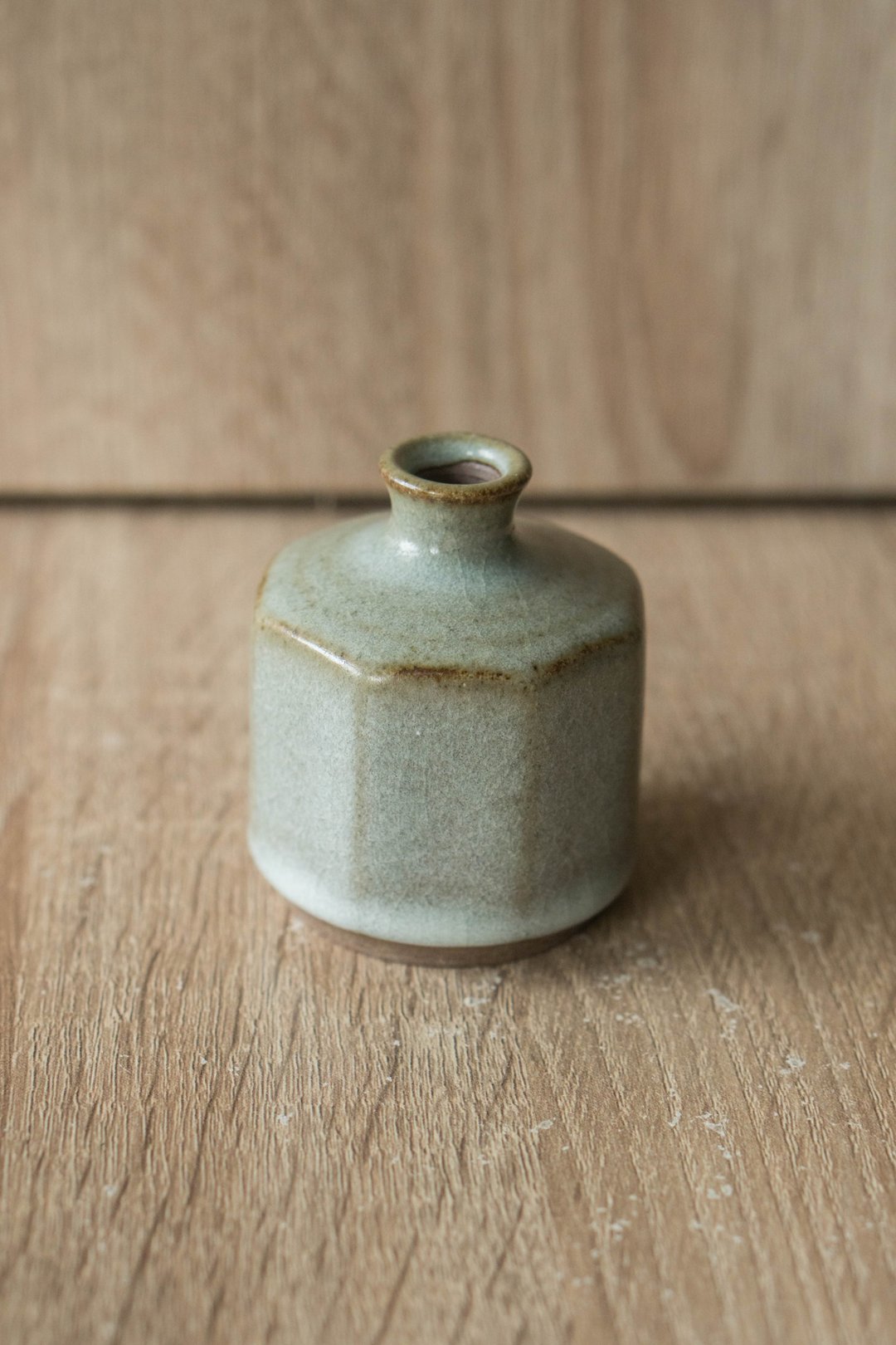 八面青瓷小陶瓶 - 花瓶/陶器 - 陶 绿色