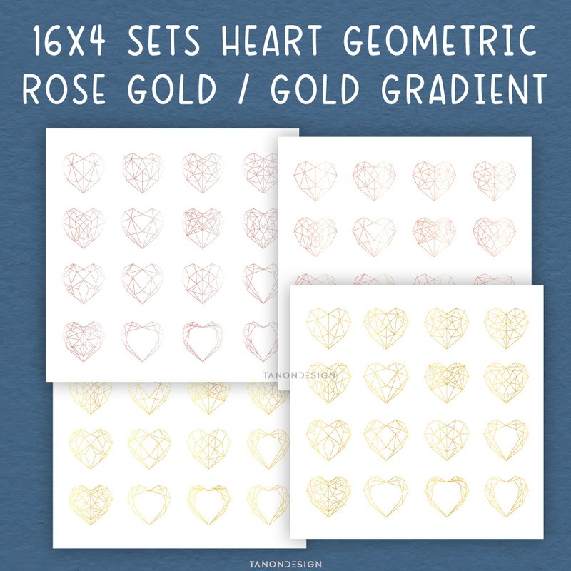 Rose Gold Geometric Heart Vector vector - 电子手绘真人画像/绘画/插画 - 其他材质 