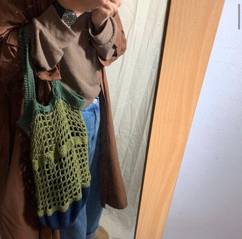 手工创作_小圆编织提袋_蓝/绿 - 手提包/手提袋 - 棉．麻 多色