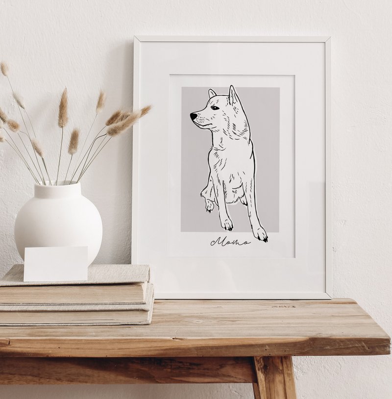 Custom dog portrait (DIGITAL FILE)  Modern handdrawn pet portrait - 订制画像 - 其他材质 白色
