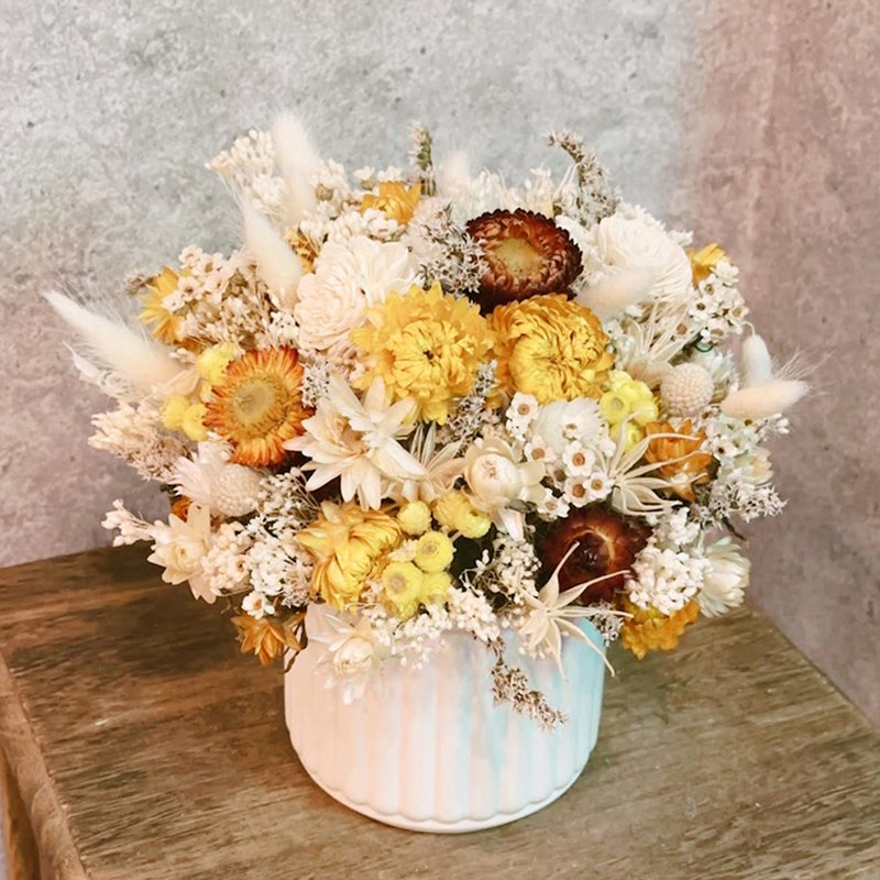 永生玫瑰盆花 高雅不凋花 秋收冬藏 | 送礼祝贺首选 |台北可自取 - 干燥花/捧花 - 植物．花 橘色