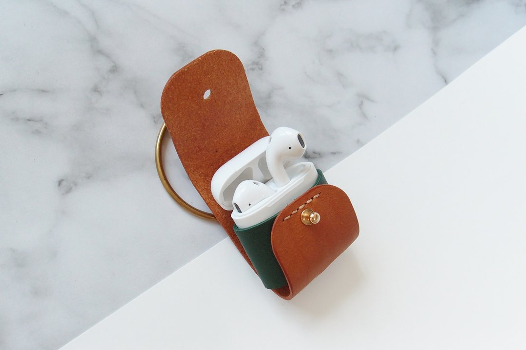 airpods3 / airpods2 / airpods pro / airpods皮套 / 棕绿撞色 - 其他 - 真皮 橘色