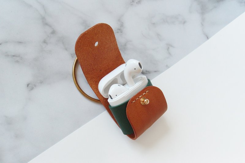 airpods3 / airpods2 / airpods pro / airpods皮套 / 棕绿撞色 - 其他 - 真皮 橘色