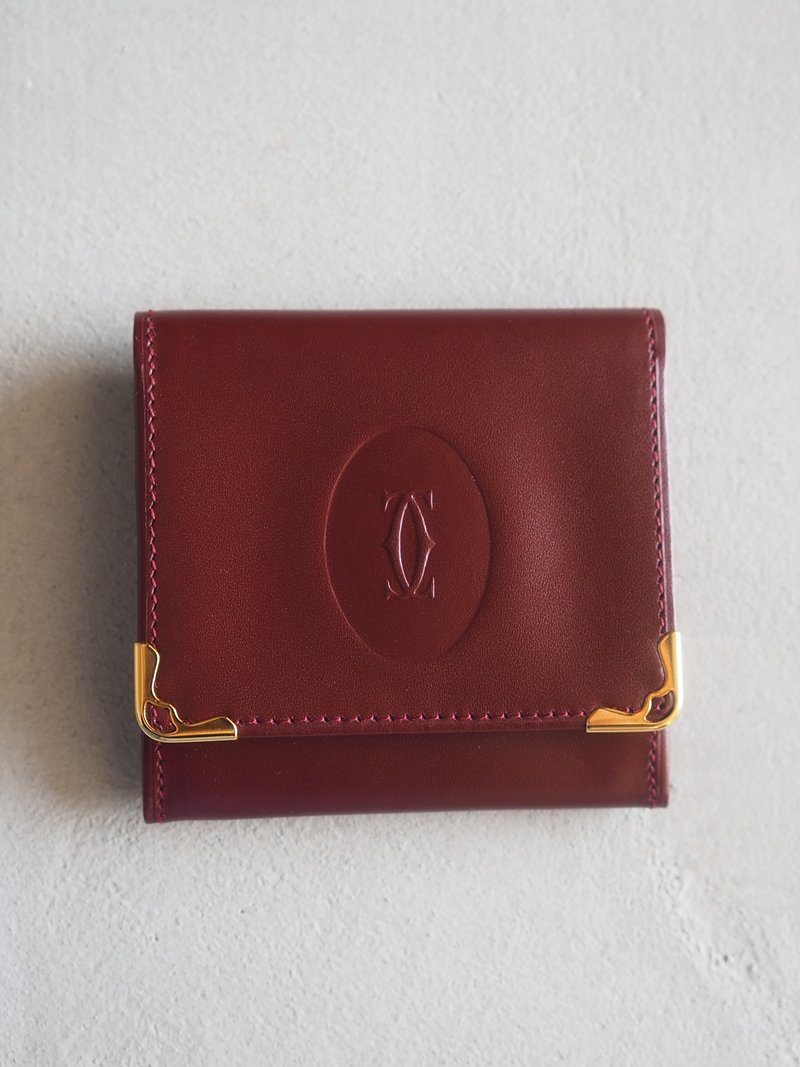 Cartier 卡地亚 Must de Cartier  coin case 酒红色 皮革 古董 - 零钱包 - 真皮 红色