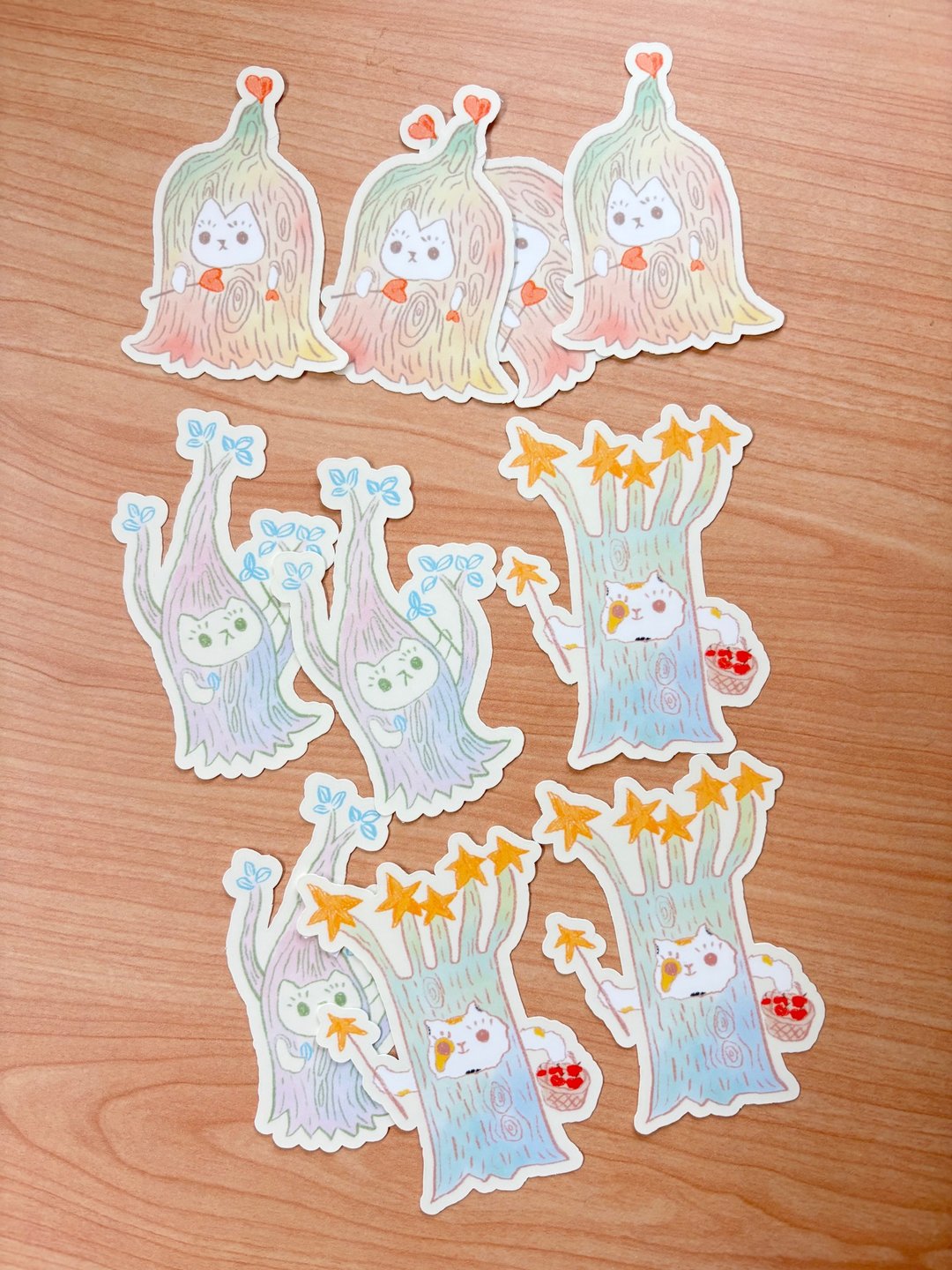 Cyndraw 星星树琉璃树爱心树猫仙光膜防水贴纸特惠组合 - 贴纸 - 纸 多色