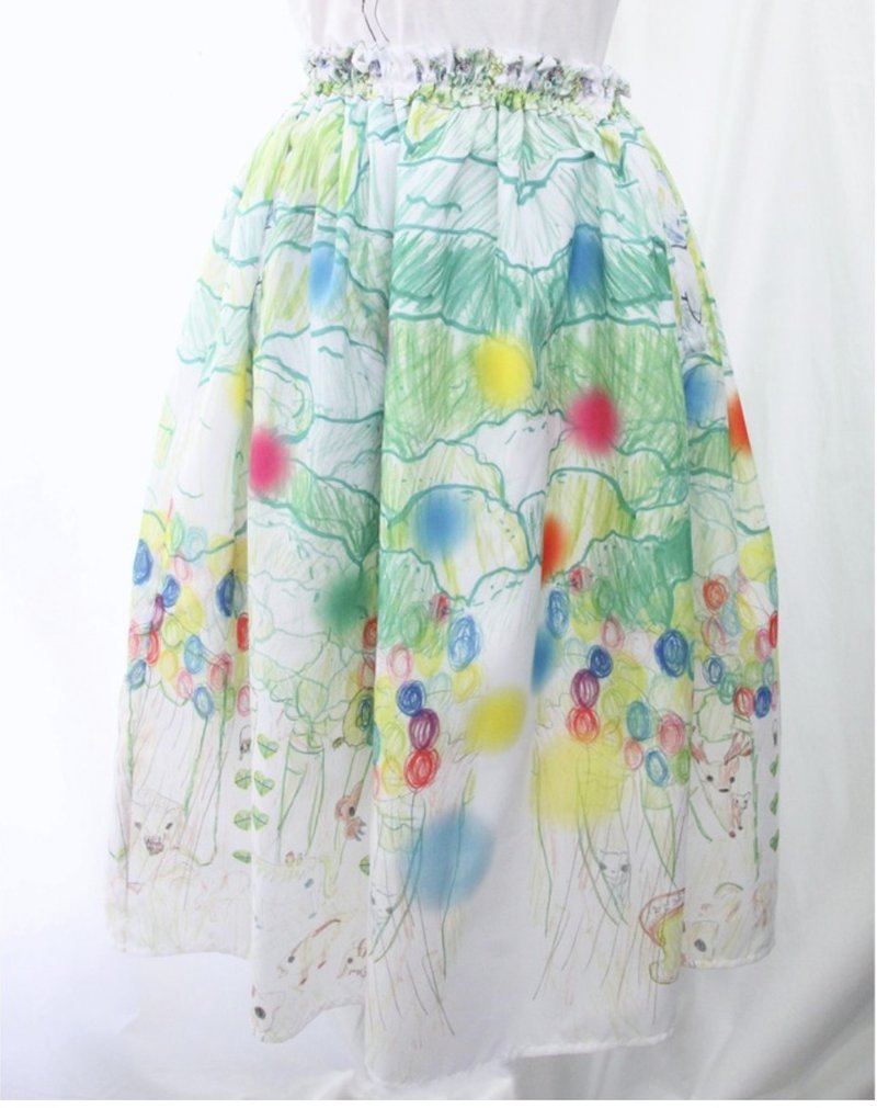 Peace Art skirt - 裙子 - 聚酯纤维 绿色
