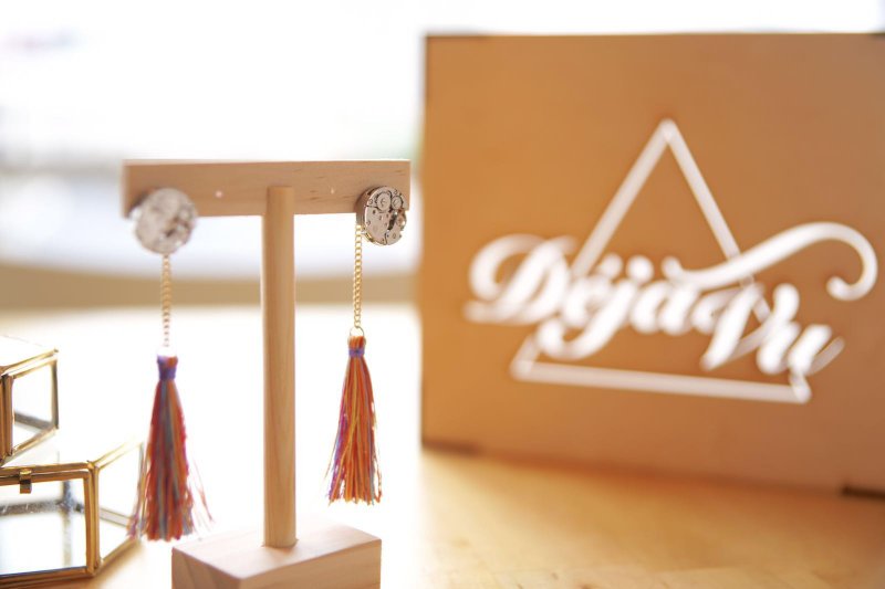 【DejaVu】2ways机芯流苏耳环(纯银耳针) - 耳环/耳夹 - 其他金属 多色