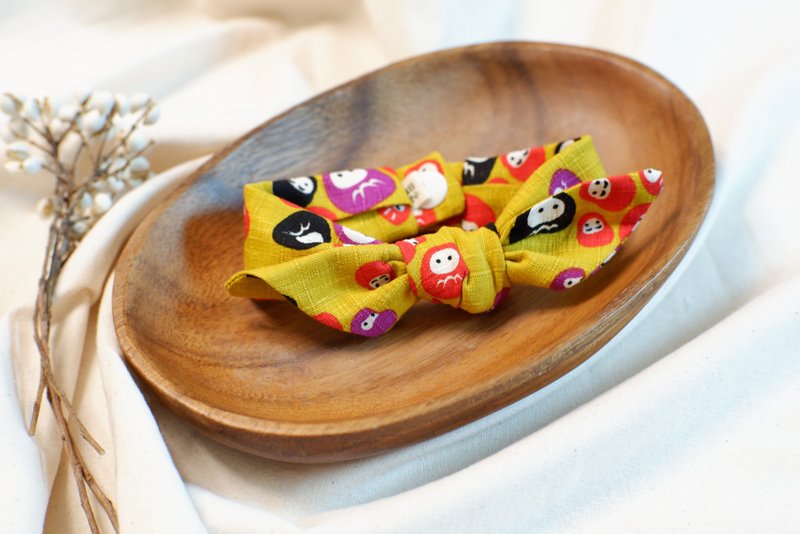 达摩印花猫颈带 - 项圈/牵绳 - 棉．麻 黄色