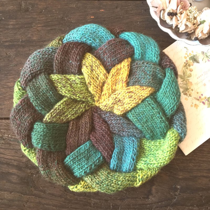 伤愈深愈美丽贝蕾帽/毛线帽/毛帽/保暖     黄绿色系 - 帽子 - 其他材质 绿色