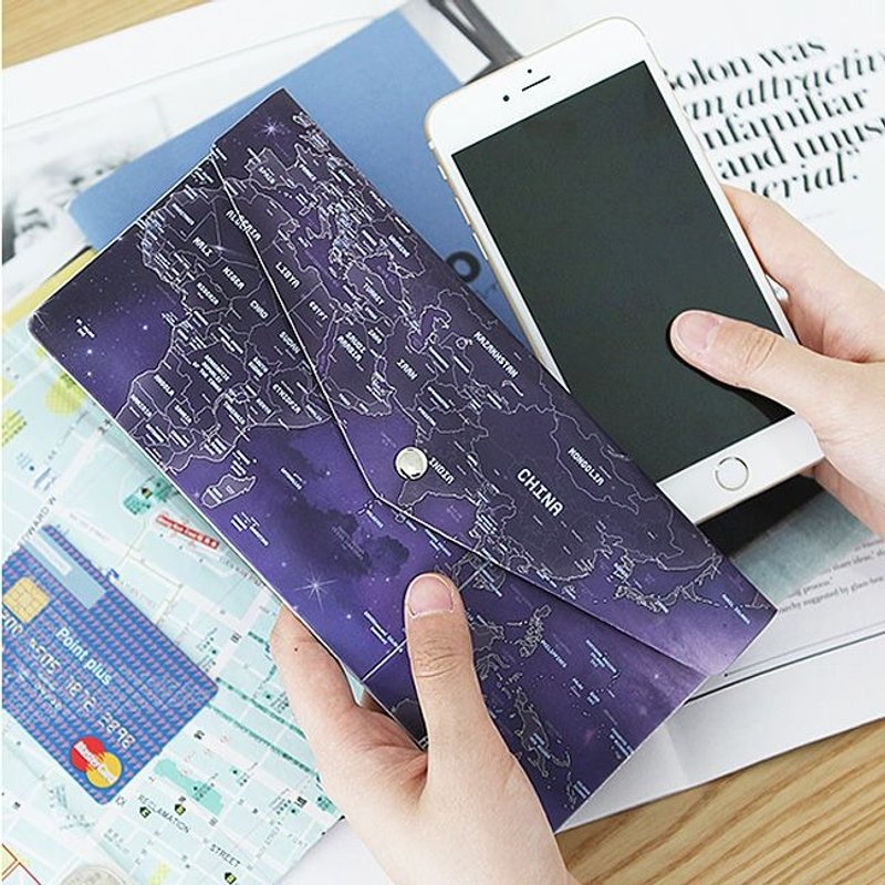 indigo-indimap 世界地图护照套长夹-星光蓝,IDG70671 - 护照夹/护照套 - 纸 蓝色