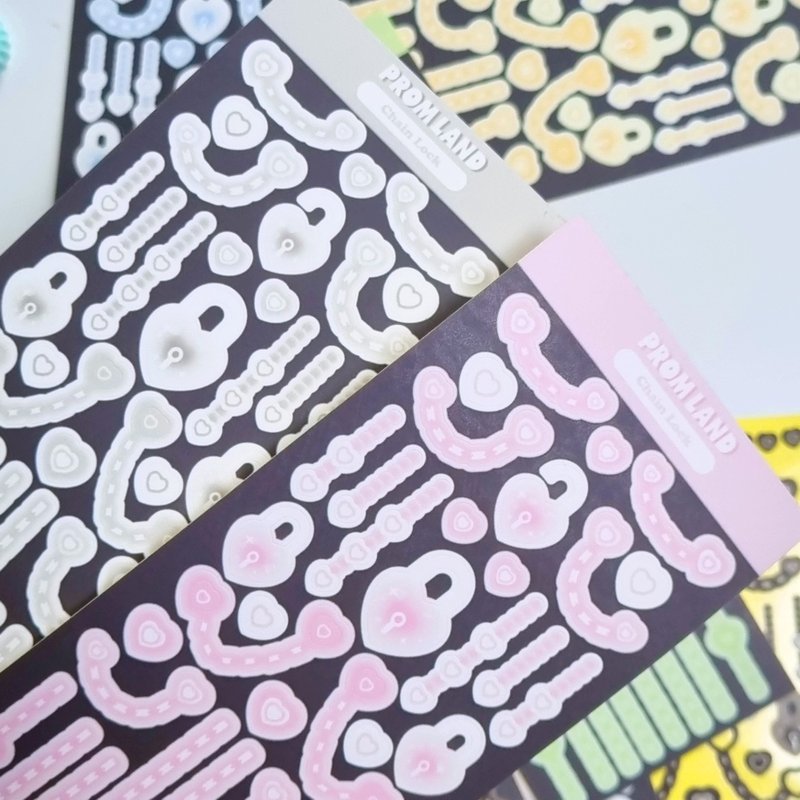 Chain Lock 韩国贴纸组 - 贴纸 - 其他材质 多色