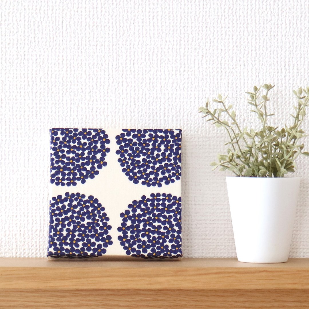 12x12cm Fabric Panel [Flower Circle Navy] - 墙贴/壁贴 - 棉 蓝色