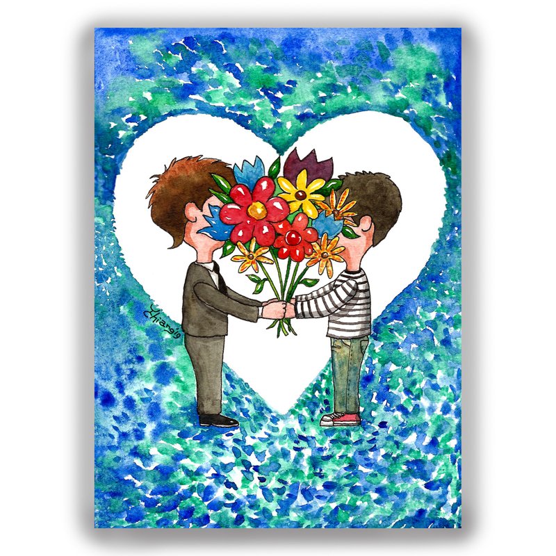 情人节-手绘插画万用卡/卡片/明信片/插画卡/情人卡-给我爱的男人 - 卡片/明信片 - 纸 