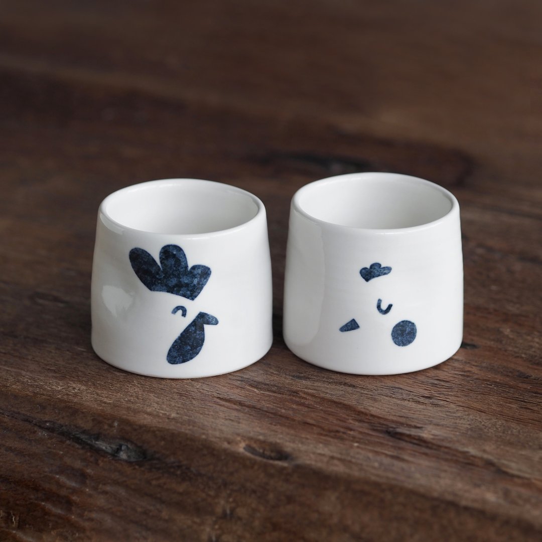 茶酒对杯【团圆】阖家团圆 - 茶具/茶杯 - 瓷 白色