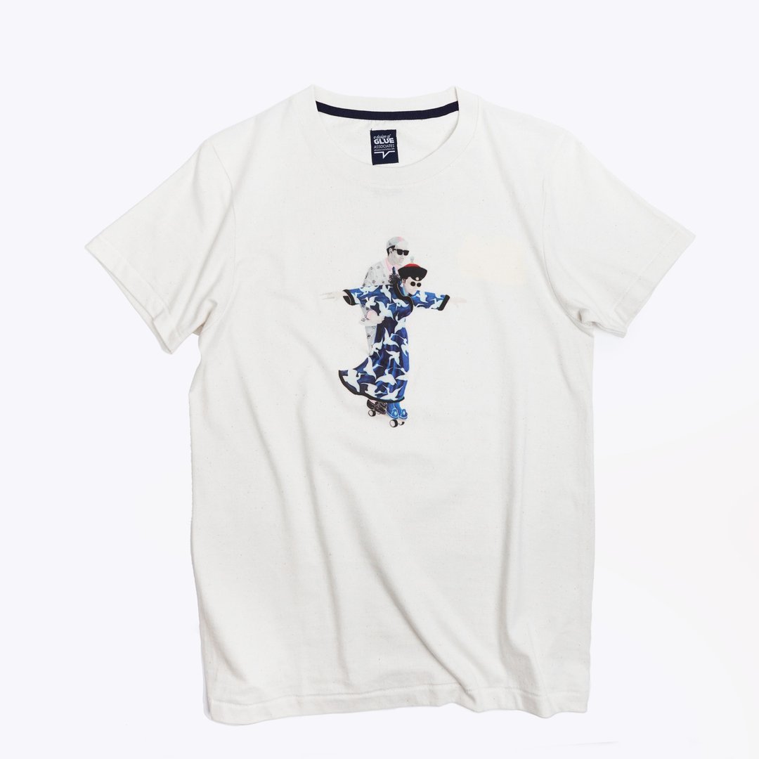 GLUE x zishi 有机棉无侧缝圆领T-恤 T-shirt (穿越文化交流II) - 中性连帽卫衣/T 恤 - 棉 