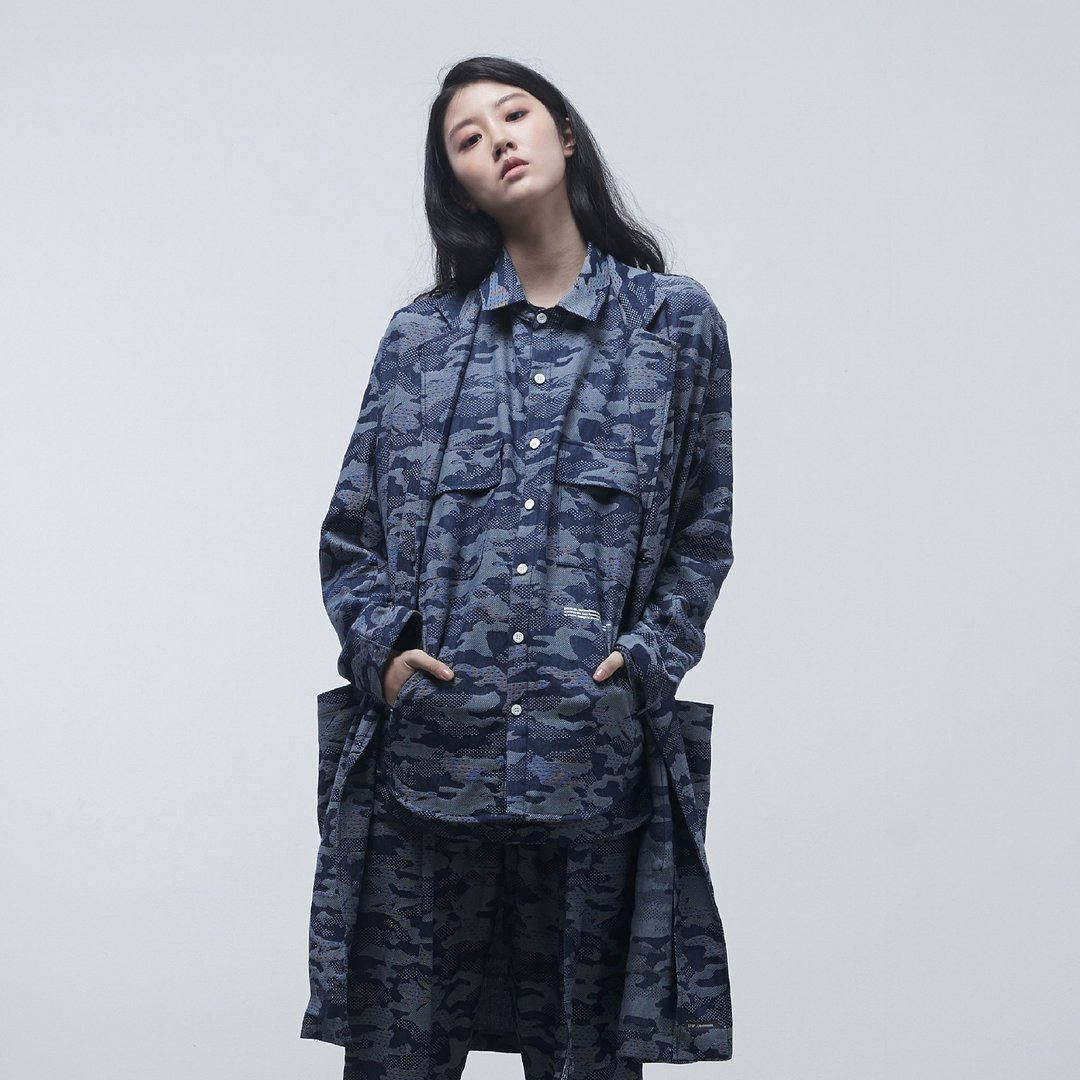 DYCTEAM - Camo Pattern Parka - 男装外套 - 棉 蓝色
