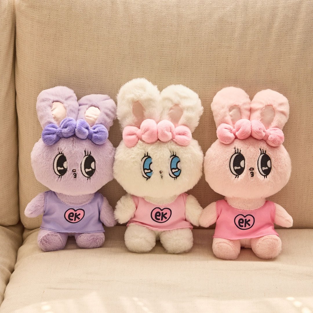 【Esther Bunny艾丝乐小兔】坐姿绒毛玩偶 绒毛娃娃 15cm 全3款 - 玩偶/公仔 - 聚酯纤维 粉红色