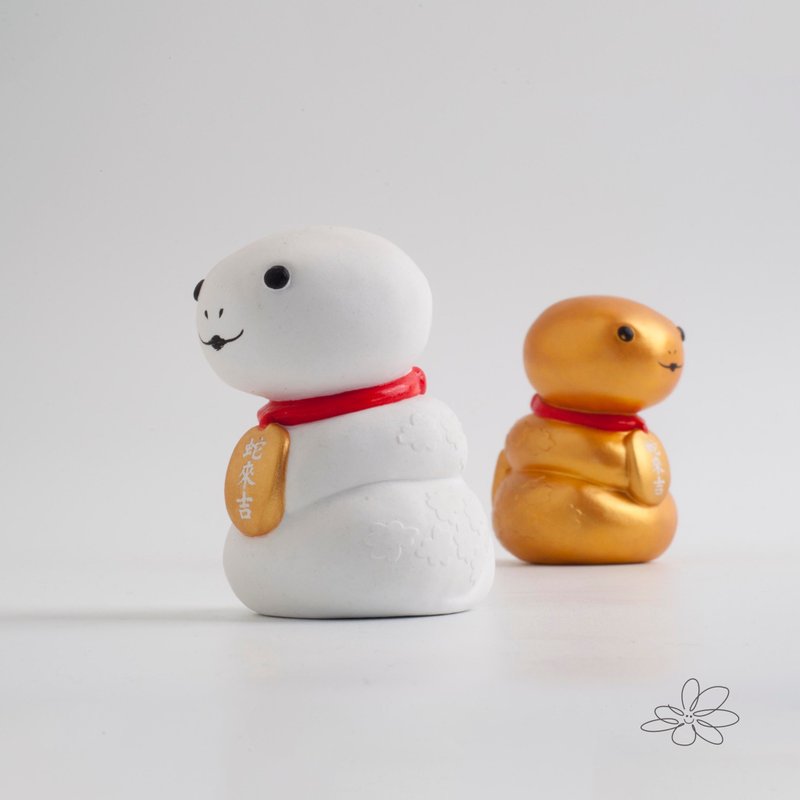 |woohuang | 水泥材质 | 蛇年蛇来吉三寸吉蛇 - 玩偶/公仔 - 水泥 金色