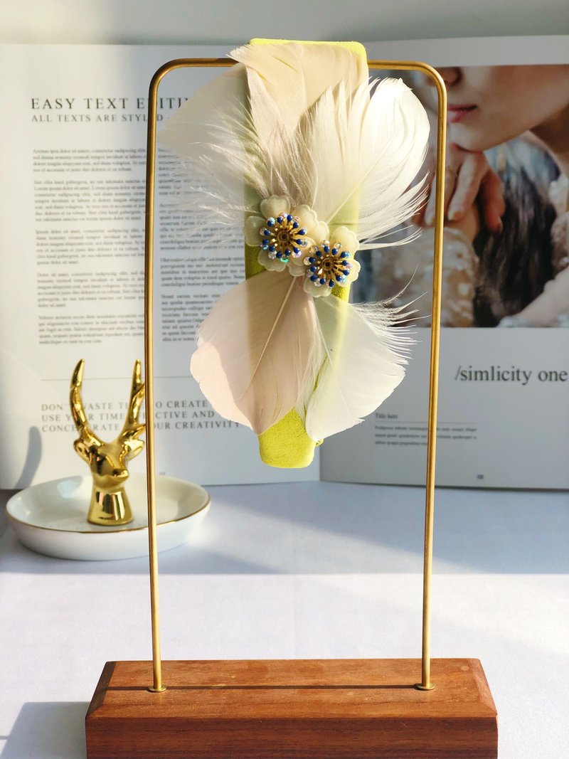 原创柠檬黄羽毛发箍 - 发带/发箍 - 其他材质 黄色