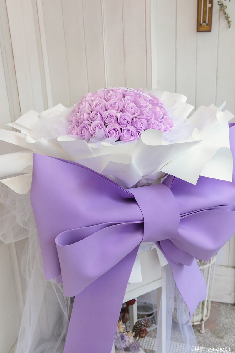大型花束/大蝴蝶结花束/永生花花束/巨大花束/生日惊喜/情人节花 - 干燥花/捧花 - 其他材质 紫色