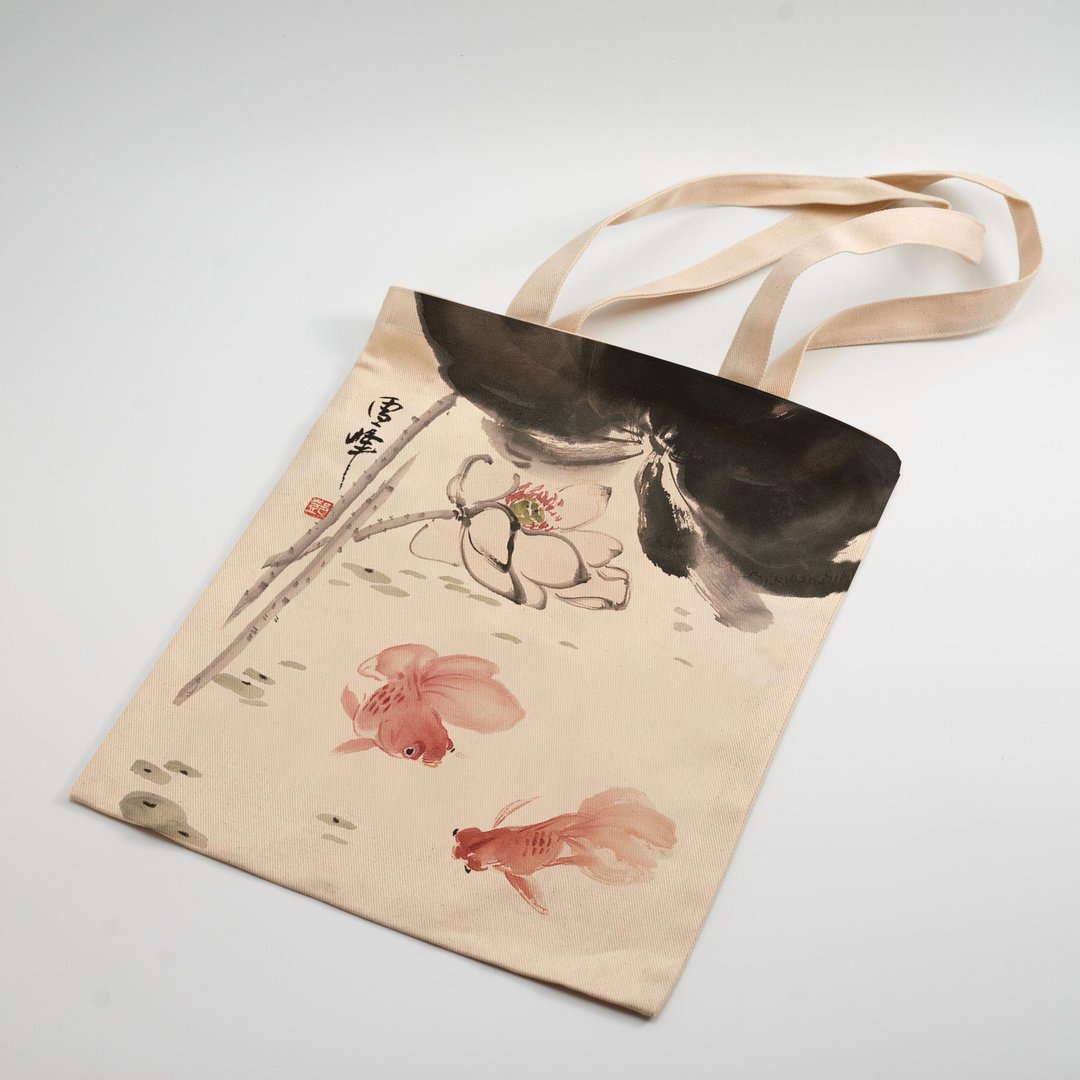 帆布袋 荷花 - 侧背包/斜挎包 - 其他材质 白色