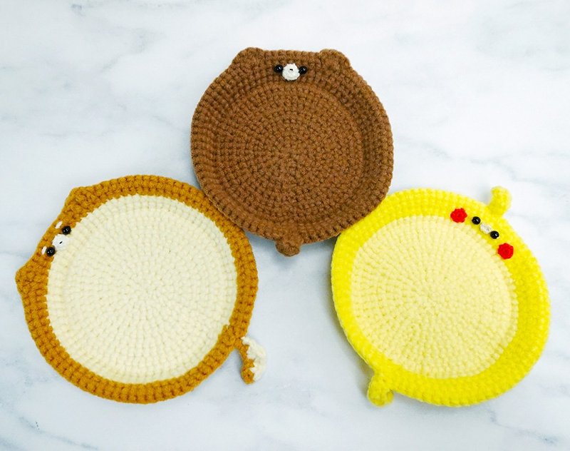 桌上置物盘/熊 柴犬 玄凤/毛线编织/饰品盘/文具盘 - 收纳用品 - 其他人造纤维 多色