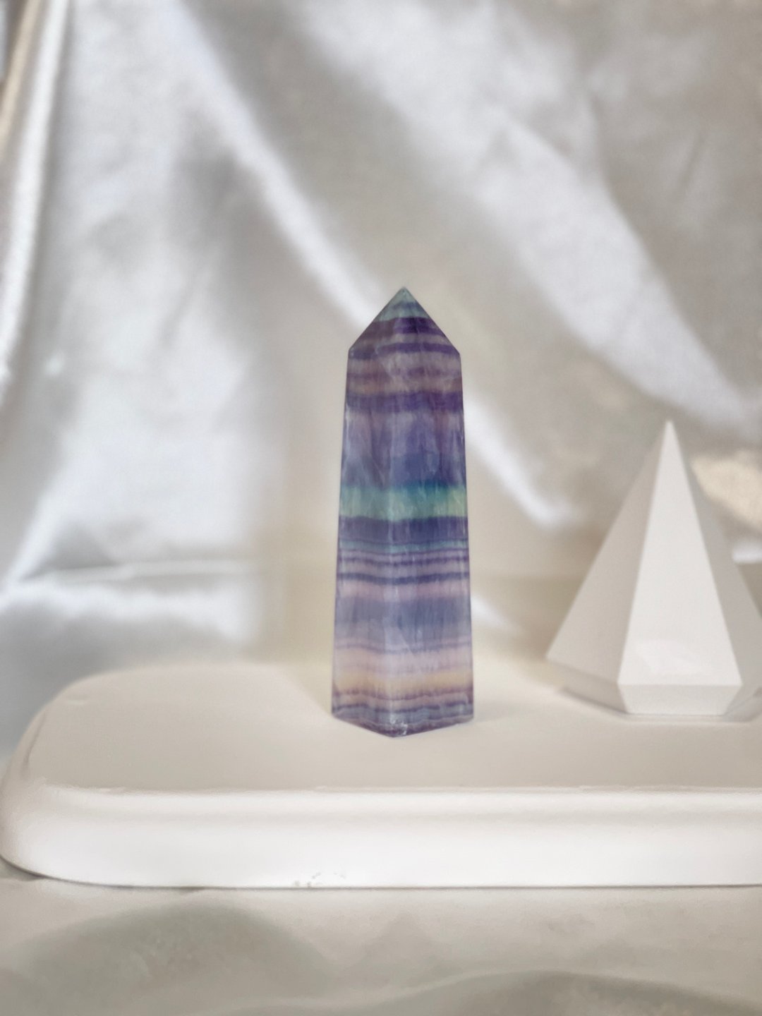 美国 天然千层紫蓝萤石柱 - 摆饰 - 水晶 多色