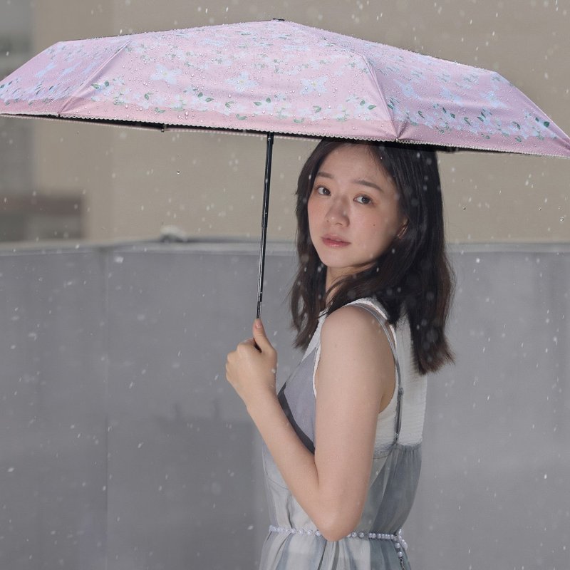 【rento】防晒黑胶迷你伞-茉莉花(粉) - 雨伞/雨衣 - 防水材质 粉红色