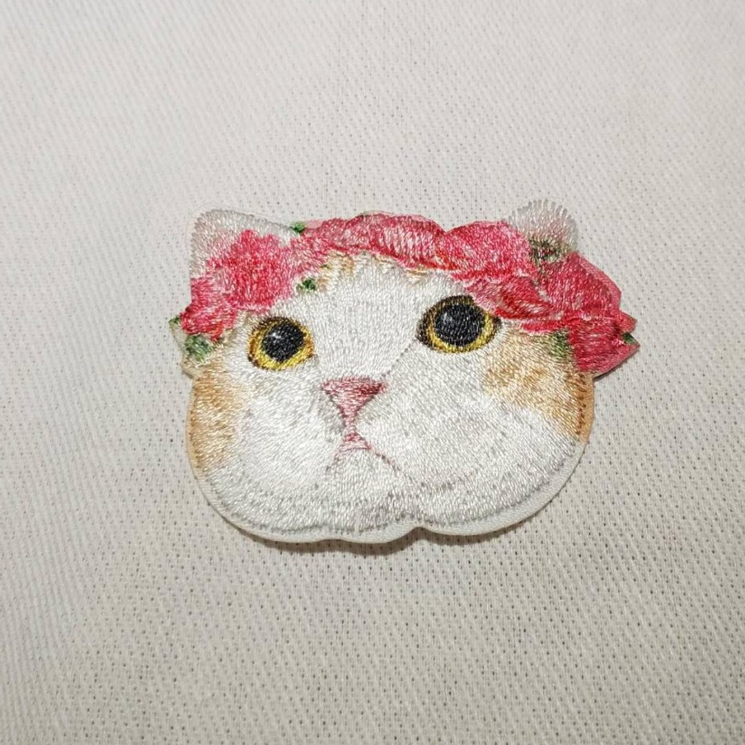 写真猫电绣片-花圈猫(需熨烫) - 其他 - 棉 