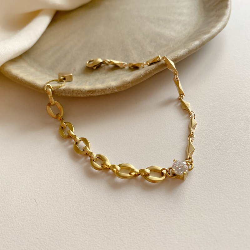 原点- 锆石 黄铜手链 - 手链/手环 - 铜/黄铜 金色