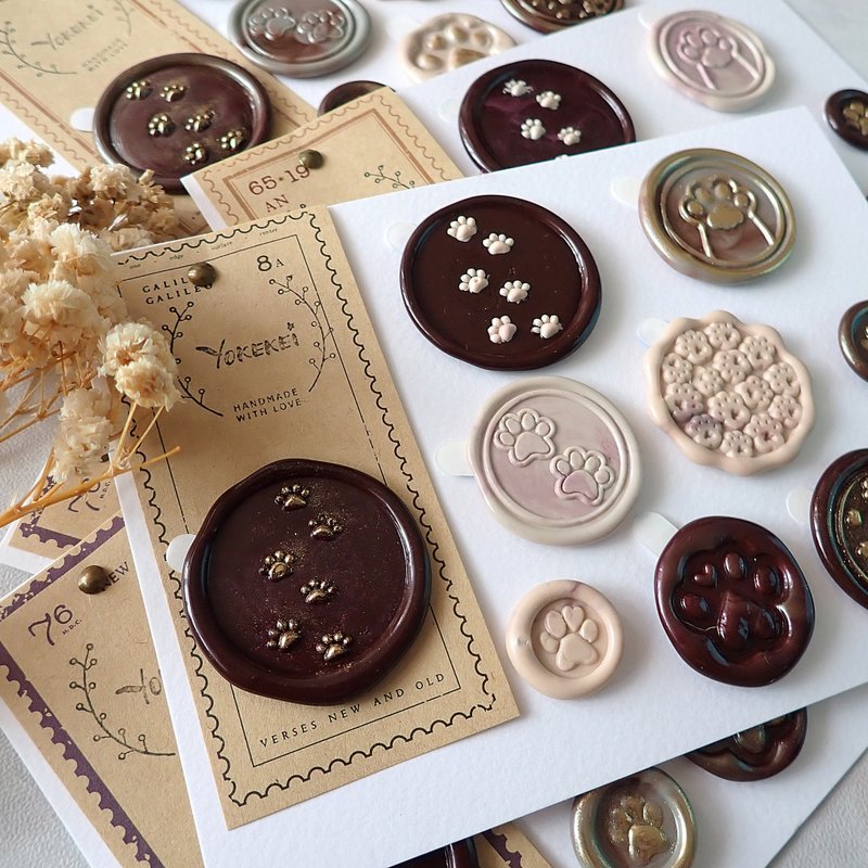 宠物爪子掌印主题手帐火漆蜡币福袋 Paw Print Themed Wax Seal - 贴纸 - 蜡 