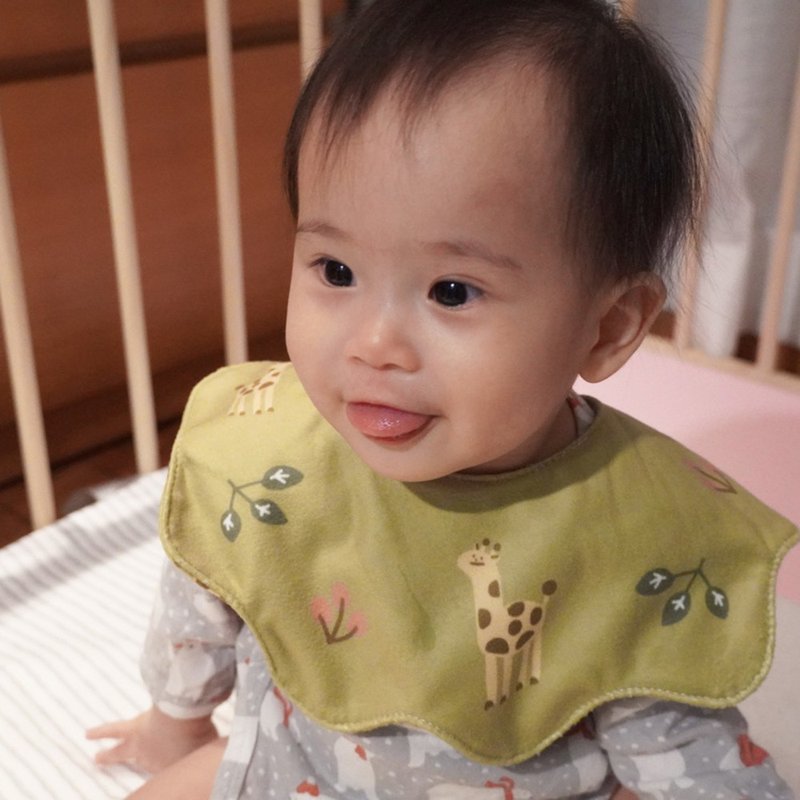 宝宝口水兜 长颈鹿【长颈动物的花花世界】 - 围嘴/口水巾 - 其他材质 绿色