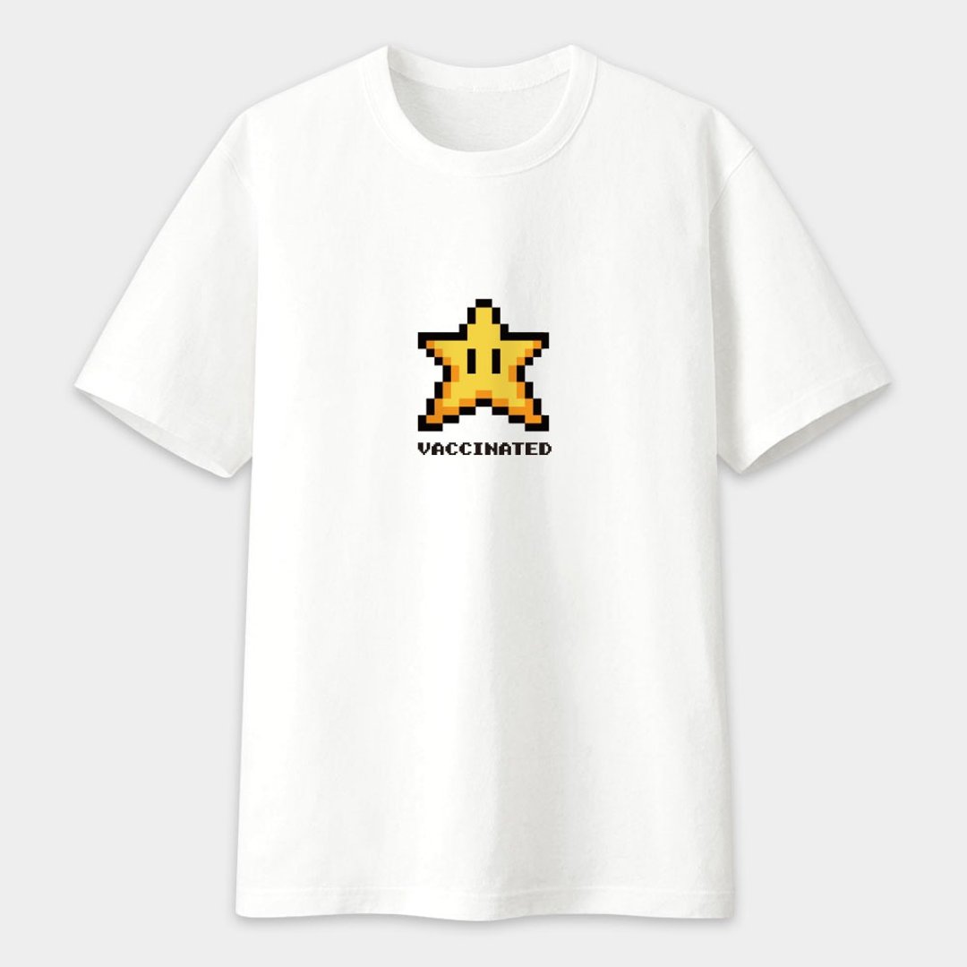 趣味梗美国棉T  STAR(超级玛丽无敌星星)亲子 情侣T恤PS197 - 中性连帽卫衣/T 恤 - 棉 白色