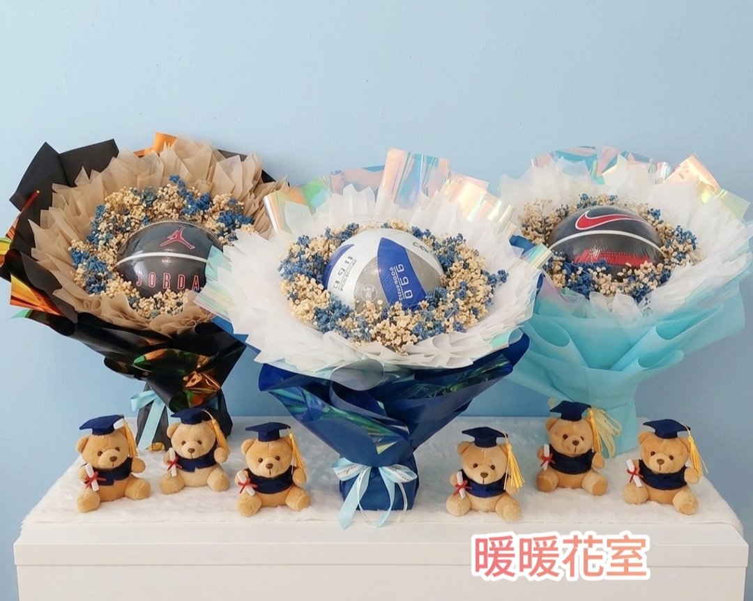 I 毕业 l 生日 I 惊喜 I 篮球花束 - 干燥花/捧花 - 植物．花 