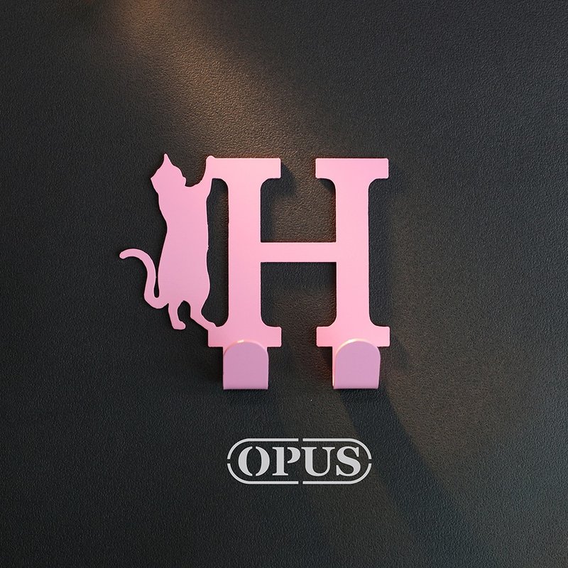 【OPUS东齐金工】当猫咪遇上字母H - 挂勾(粉红)/壁饰挂勾 - 墙贴/壁贴 - 其他金属 粉红色