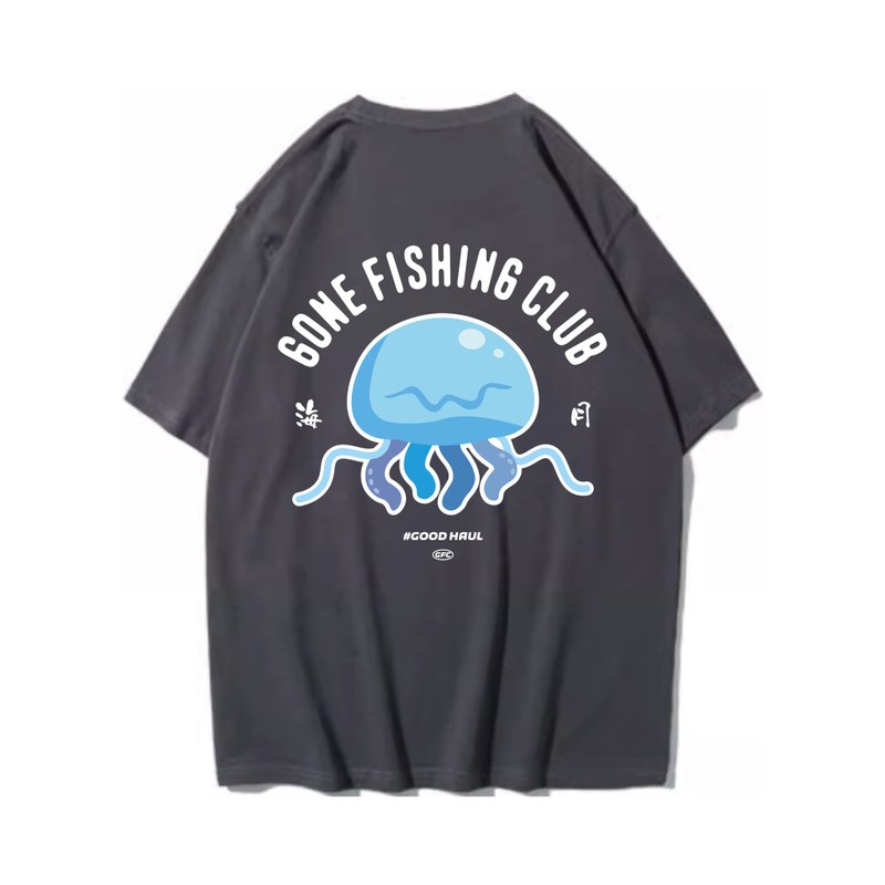 Jelly Fish 水母 中性短袖T恤 8色男女同款 钓鱼俱乐部 - 男装上衣/T 恤 - 棉．麻 灰色