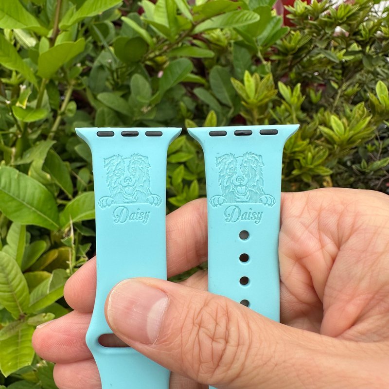 定制边境牧羊犬狗毛孩图案Apple Watch潮流硅胶表带适合所有型号 - 表带 - 硅胶 多色