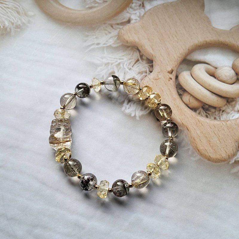 招财/事业/偏财/咬钱神兽~钛晶貔貅黄水晶绿幽灵手链 - 手链/手环 - 水晶 