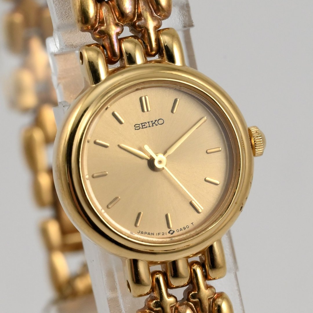 SEIKO 1F21-0A30 女表 石英 金色 手链 古董表 复古表 - 女表 - 不锈钢 金色