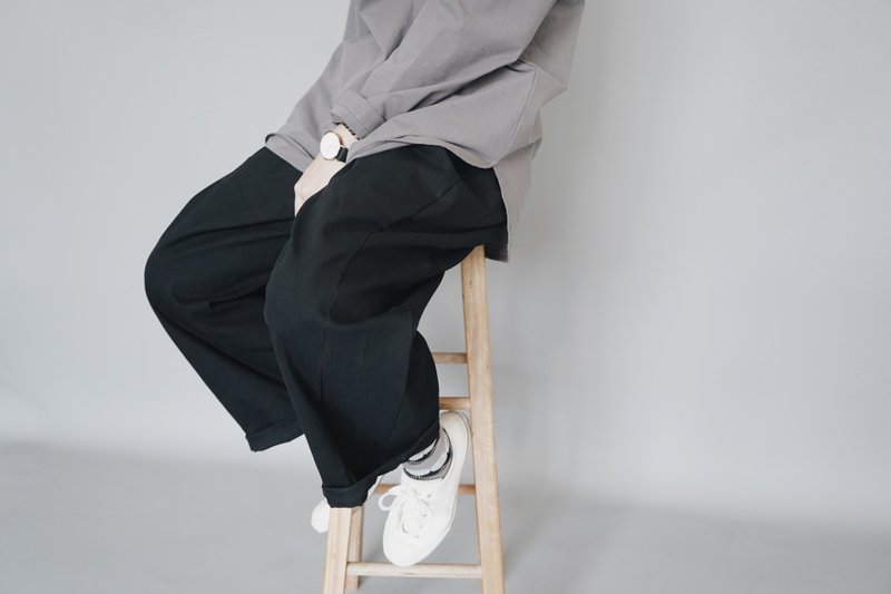 斜纹裤-黑 - 女装长裤 - 棉．麻 黑色