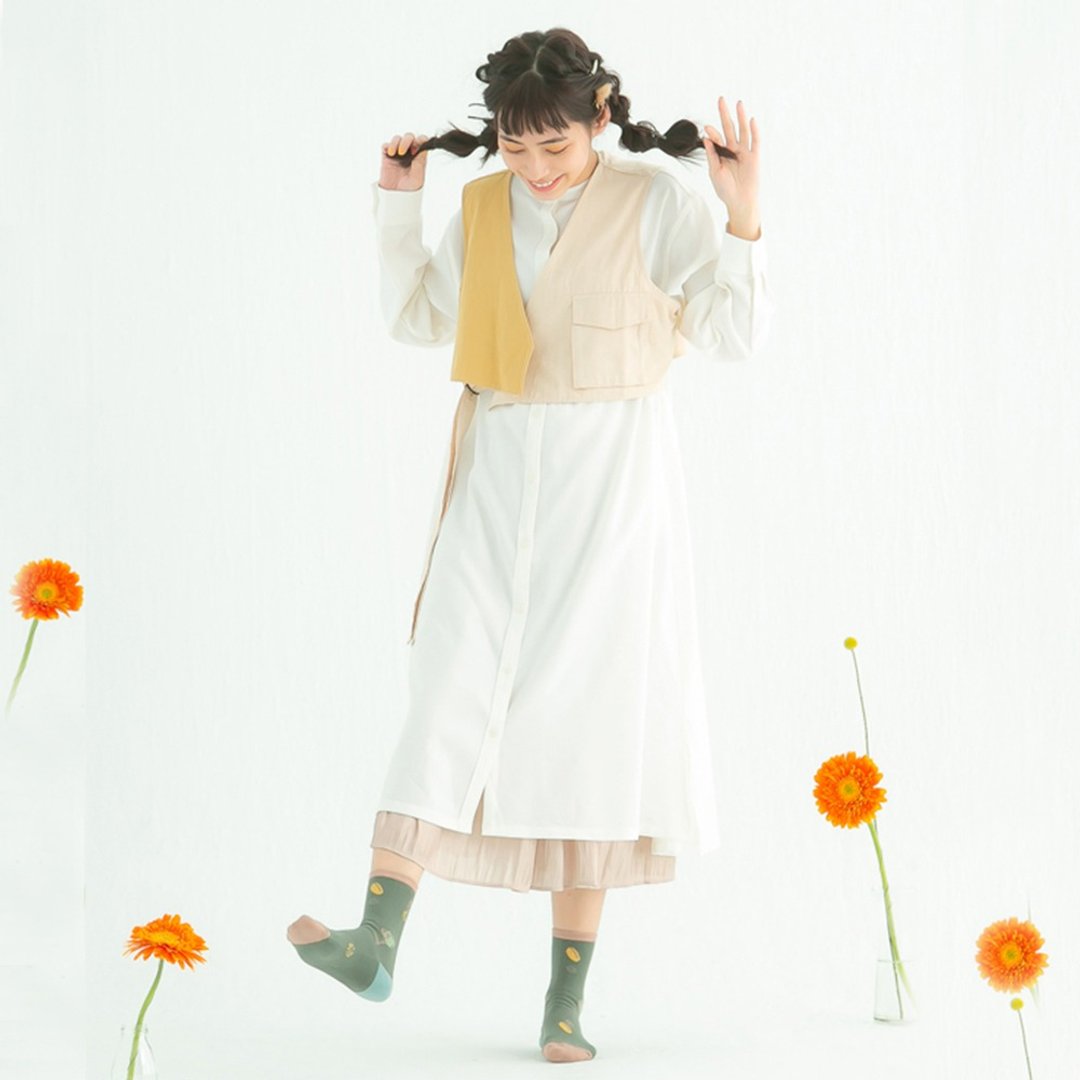 【Footer】世界花后袜-绿(女袜/M) - 袜子 - 棉．麻 绿色