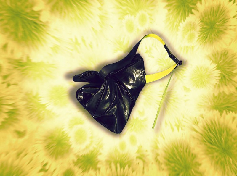 双色宽包带休闲百搭牛皮背包 - 侧背包/斜挎包 - 真皮 黑色