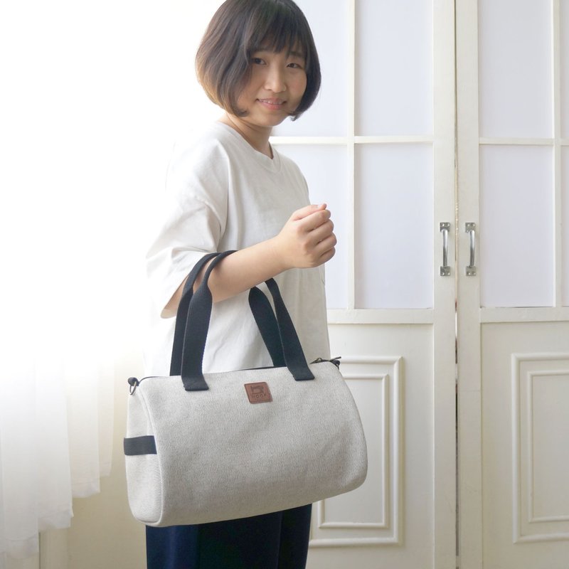 无印风格波士顿包-22盎司超高磅数(亚麻灰) - 侧背包/斜挎包 - 棉．麻 灰色
