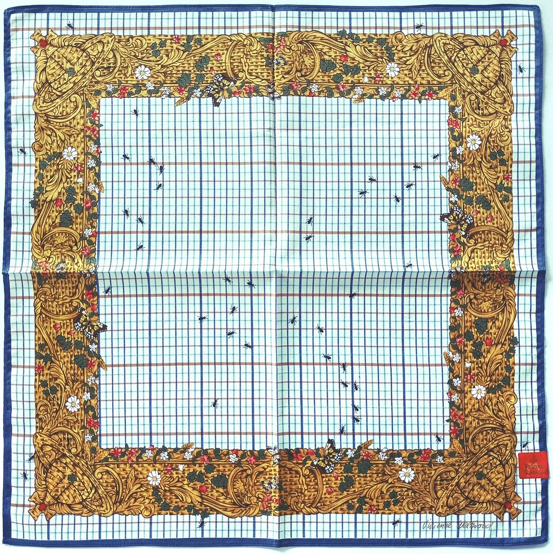 Vivienne Westwood 复古手帕 黑色蚂蚁 18 x 18 寸 奢华庞克 - 手帕/方巾 - 棉 金色