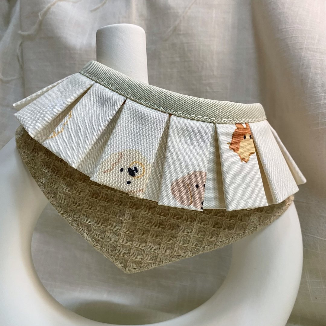 发裁手作。Facai Handmade 宠物领巾 毛孩玛格领_大头狗狗冰淇淋 - 项圈/牵绳 - 棉 卡其色