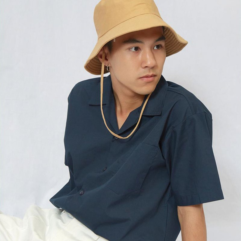 2 Pockets Monocle Shirt - NAVY - 男装衬衫 - 棉．麻 蓝色