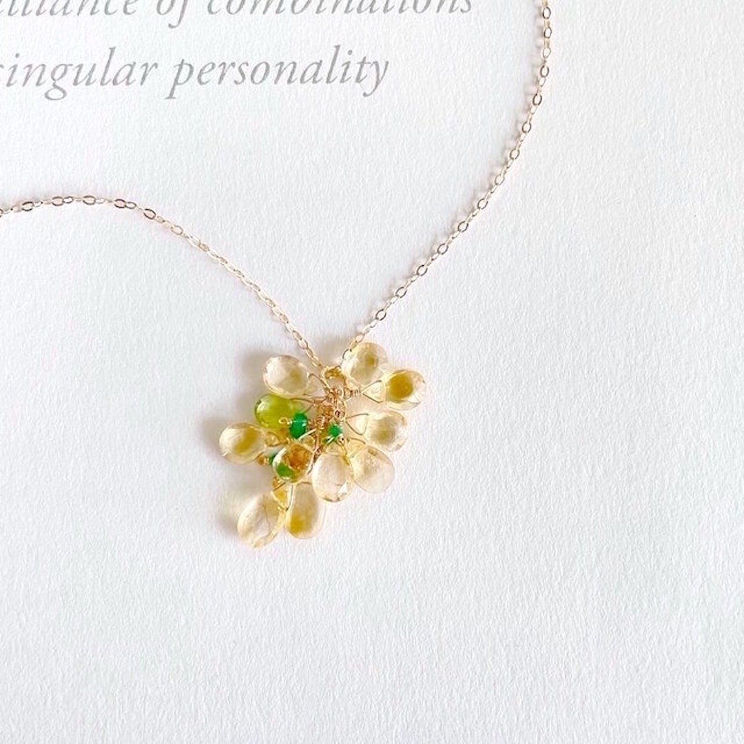 Citrine Topaz Peridot Green Agate Scallop Pendant Necklace - 项链 - 宝石 多色